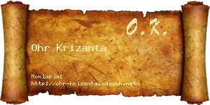 Ohr Krizanta névjegykártya